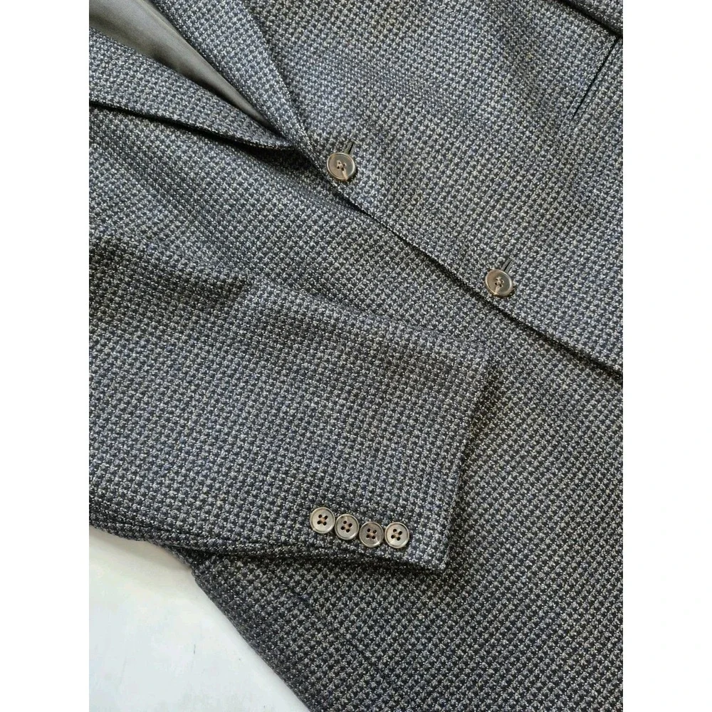 Hart Schaffner Marx Mens Wool Sports Coat 43L Black Multicolor USA 2 Button H503